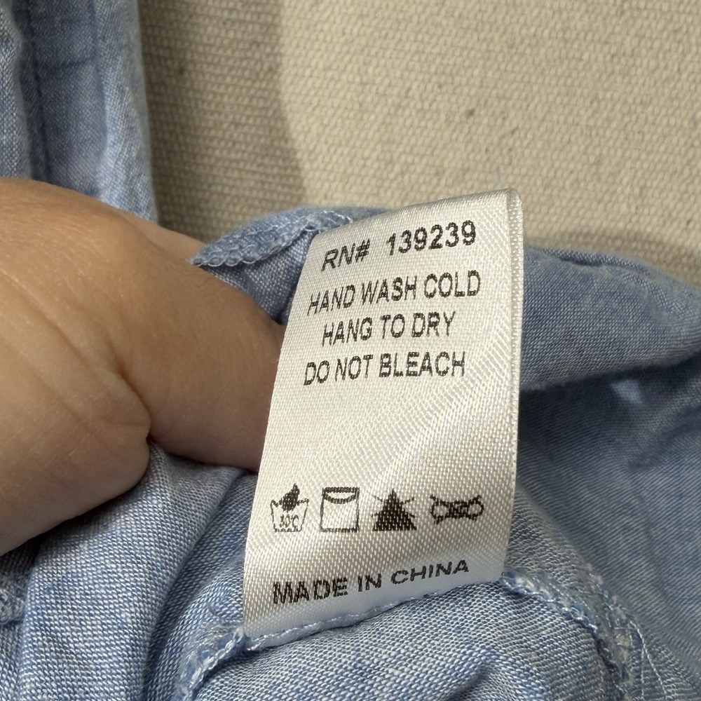 Tuckernuck Chambray Crawford Dress Large Linen Cotton Flowy Summer - Picture 8 of 12